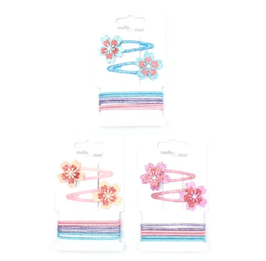 Glitter Flower Clips & Hair Bands