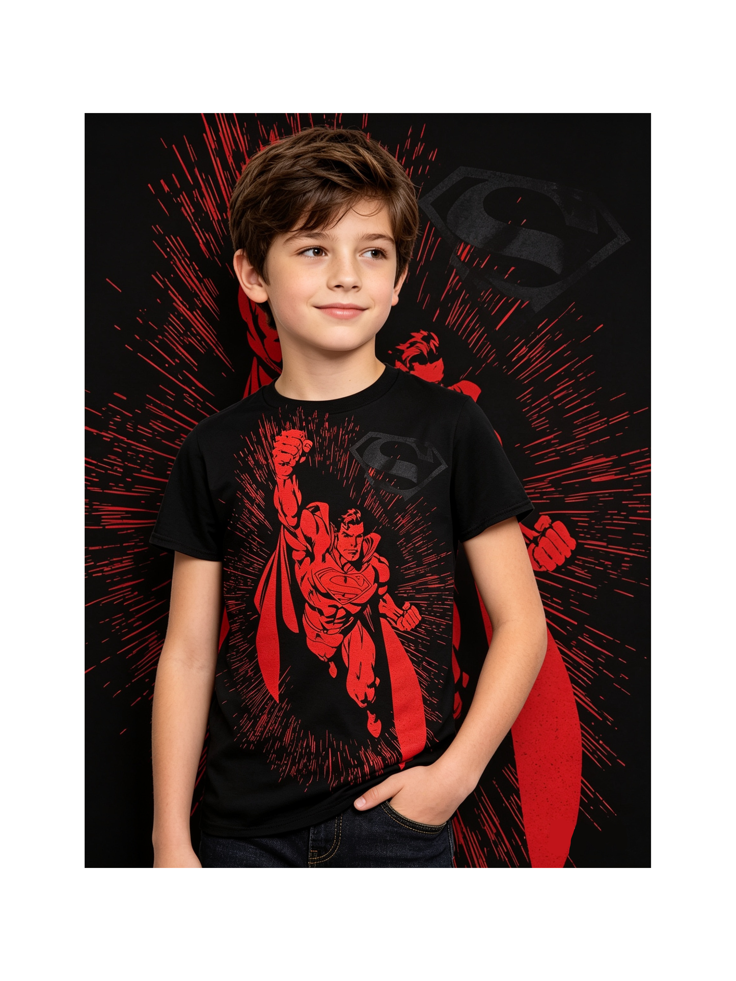 Big Kids - Superman 'Flying' T-shirt (Young Med - Large)