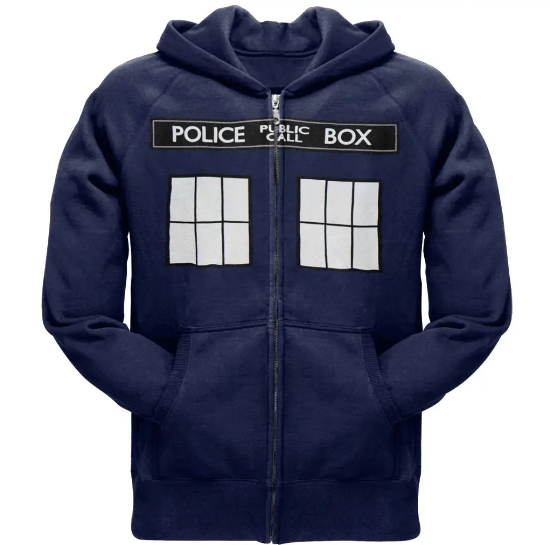 Dr Who Tardis Kids Zip Up Hoodie