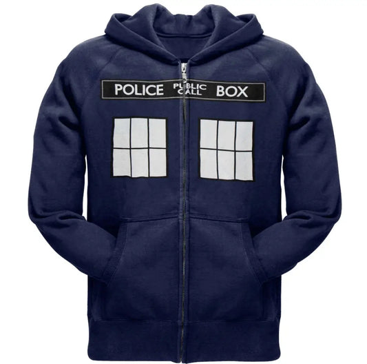 Dr Who Tardis Kids Zip Up Hoodie