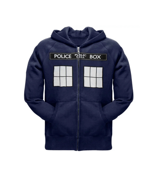 Dr Who Tardis Zipped Hoodie