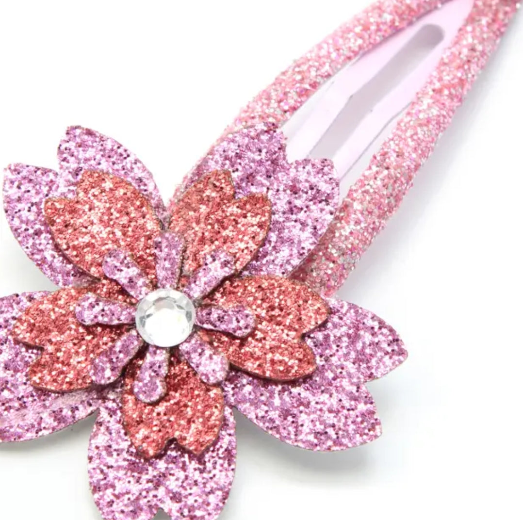 Glitter Flower Clips & Hair Bands