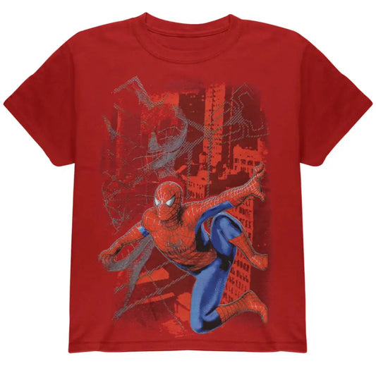 Spiderman Clinging To Wall Kids T-shirt