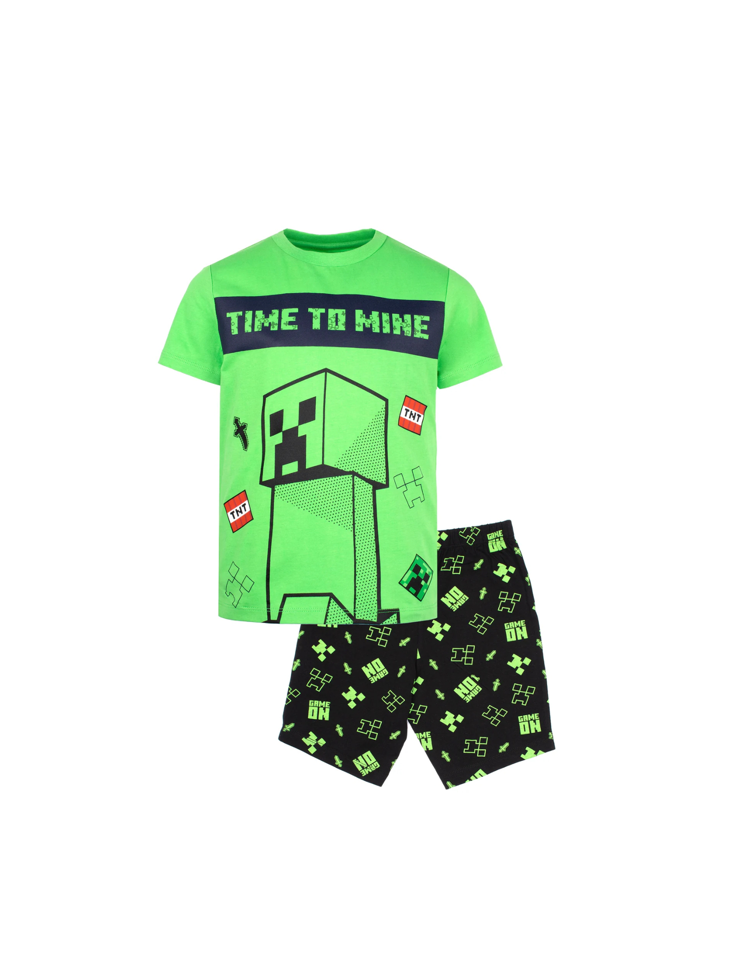 Kids Minecraft Short Sleeve Creeper Pyjamas