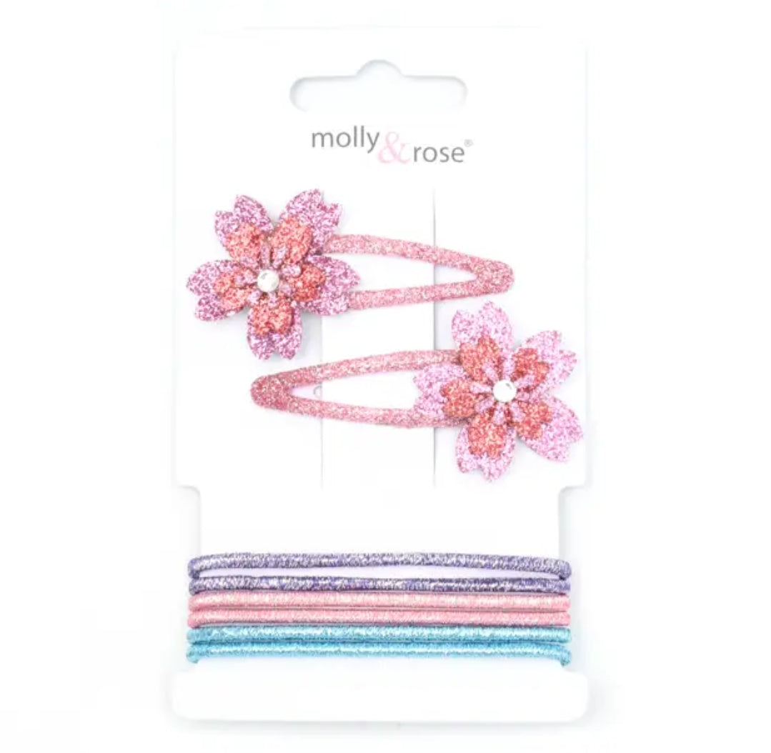 Glitter Flower Clips & Hair Bands